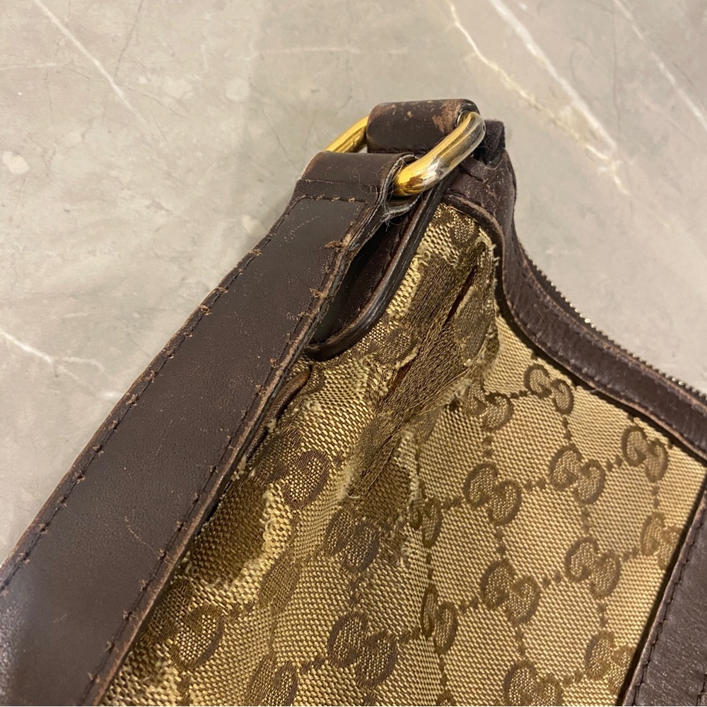 AUTHENTIC 💕Gucci💕 GG Canvas Web Half Moon Hobo Bag - Picture 8 of 16